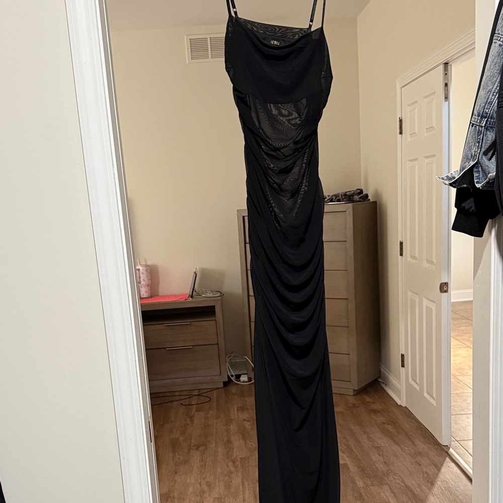 AFRM Black Draped Maxi Dress